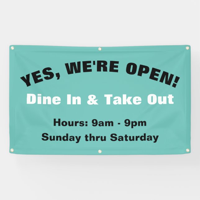 Customize We're Open Dine In & Take Out Banner (Horizontal)