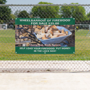 Customize Wheelbarrow of Firewood For Sale Rustic Banner