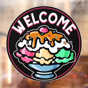 Customize Whimsical Ice Cream Business Welcome  Window Cling
