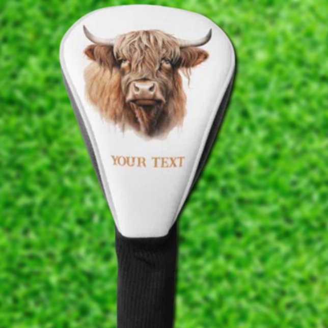 Customize White HIGHLANDER COW Golf Head Cover (Creator Uploaded)
