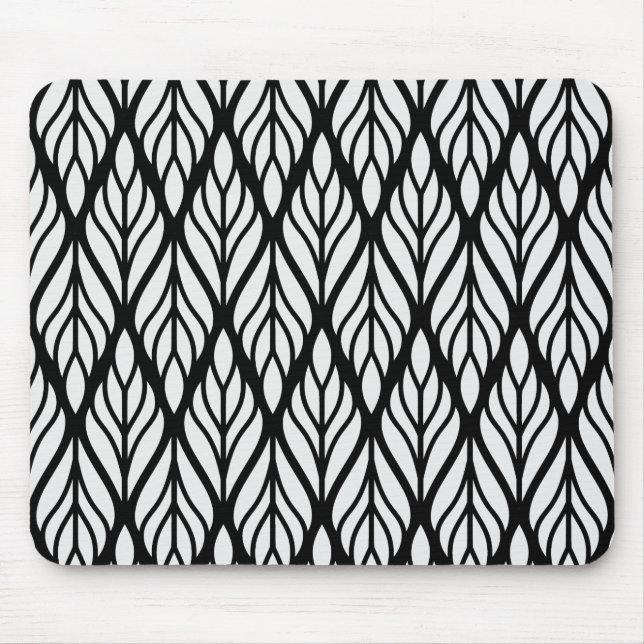 Customize White Leaf Pattern Mouse Pad (Front)