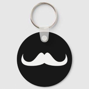 Customize white moustache black button keychain