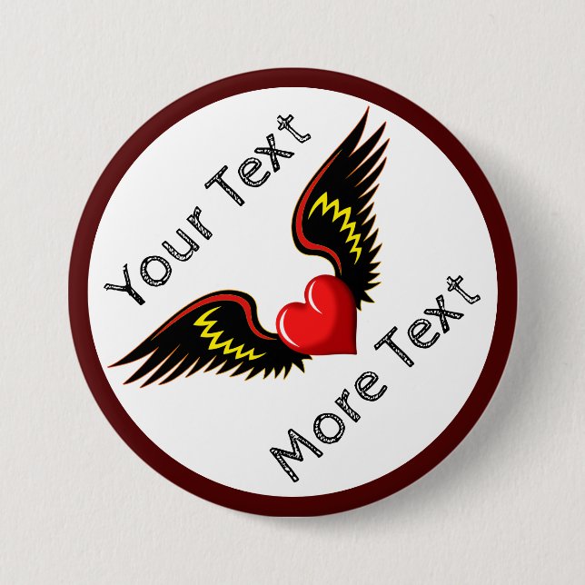 Customize Winged Heart 3 Inch Round Button (Front)