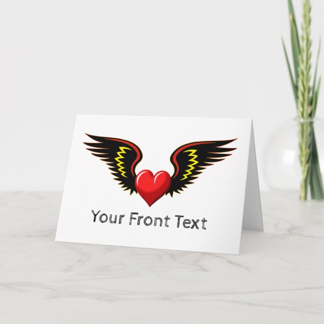 Customize Winged Heart Holiday Card (Front)