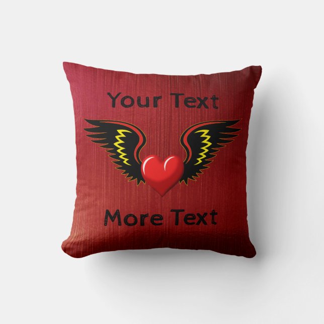 Customize Winged Heart Throw Pillow (Front)