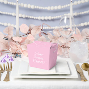Customize with name, Happy Birthday, light pink Favor Box