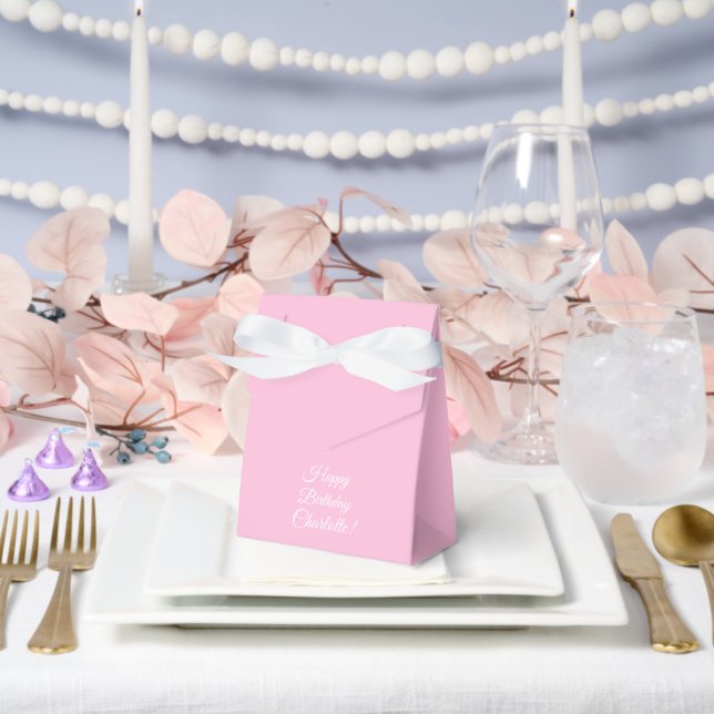 Customize with name, Happy Birthday, light pink Favor Box (Wedding)