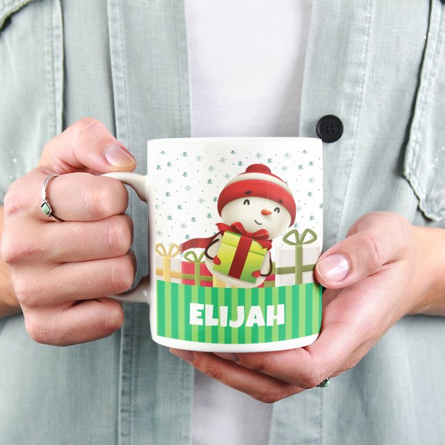 Customize with Name Snowman Colourful Christmas Coffee Mug (Creator Uploaded)