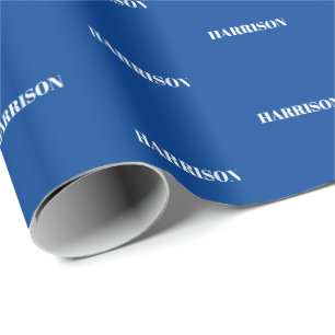 Customize with Name, Text, Birthday Gift blue Wrapping Paper