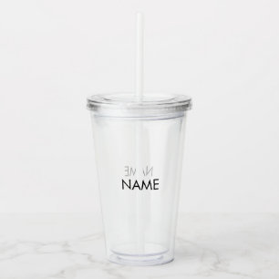 Customize with name, text minimalist black clear acrylic tumbler