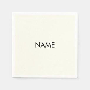 Customize with name, text minimalist black ivory napkin
