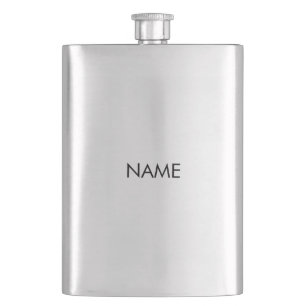 Customize with name, text minimalist black letters hip flask