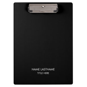 Customize with name, text minimalist black white clipboard