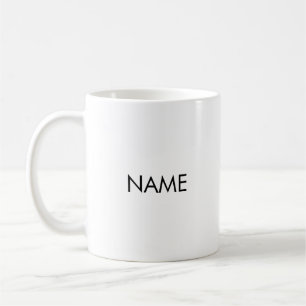Customize with name, text minimalist black white coffee mug