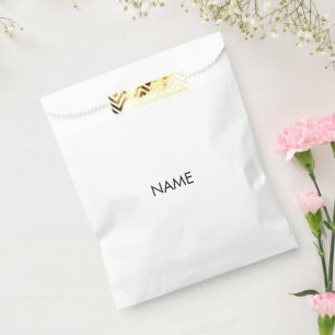 Customize with name, text minimalist black white favour bag
