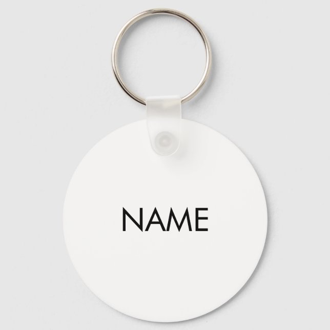 Customize with name, text minimalist black white keychain (Front)