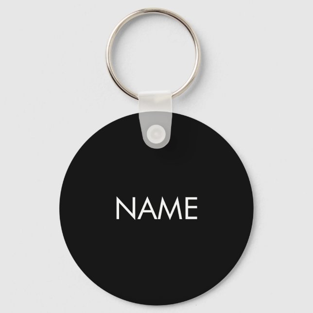 Customize with name, text minimalist black white keychain (Front)