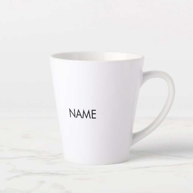 Customize with name, text minimalist black white latte mug (Right)