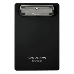 Customize with name, text minimalist black white mini clipboard