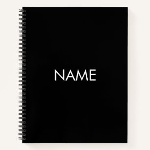 Customize with name, text minimalist black white notebook