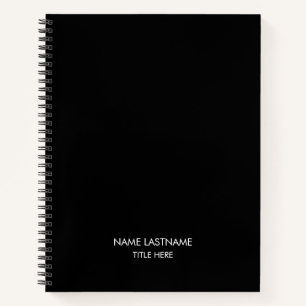 Customize with name, text minimalist black white notebook