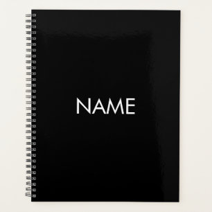 Customize with name, text minimalist black white planner