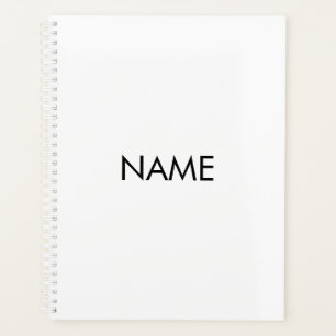 Customize with name, text minimalist black white planner