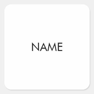 Customize with name, text minimalist black white square sticker