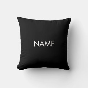 Customize with name, text minimalist black white throw pillow