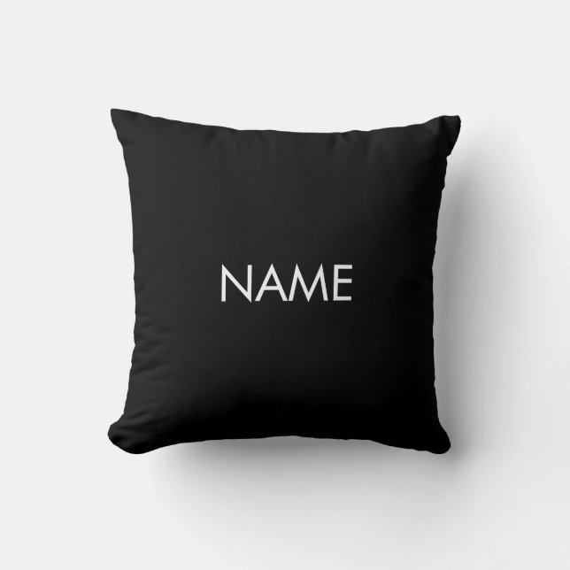 Customize with name, text minimalist black white throw pillow (Front)