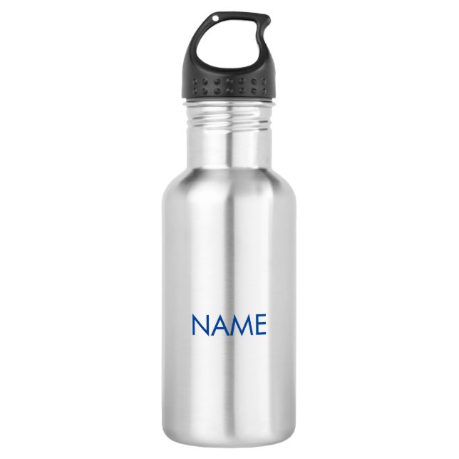 Customize with name, text minimalist blue 532 ml water bottle (Front)