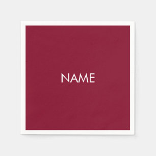 Customize with name, text minimalist burgundy napkin