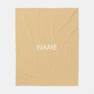 Customize with name, text minimalist camel khaki fleece blanket