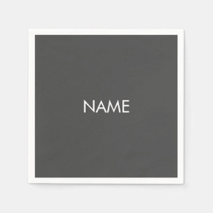 Customize with name, text minimalist charcoal grey napkin