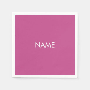 Customize with name, text minimalist dark pink napkin