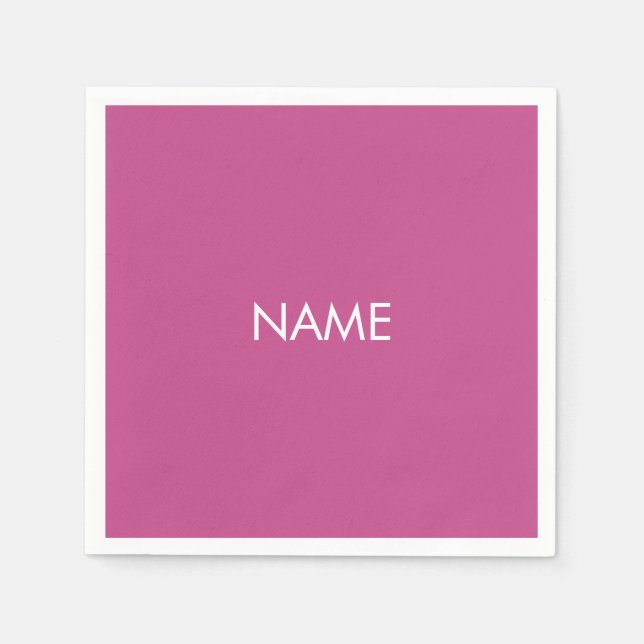 Customize with name, text minimalist dark pink napkin (Front)
