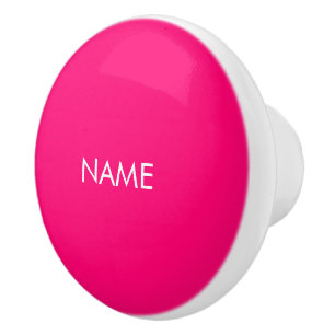 Customize with name, text minimalist fuchsia ceramic knob