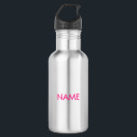 Customize with name, text minimalist fuchsia pink 532 ml water bottle<br><div class="desc">Customize with name,  text minimalist fuchsia hot pink stainless steel water bottle</div>