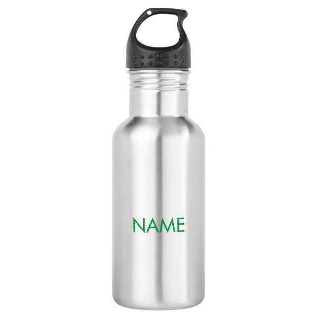 Customize with name, text minimalist green 532 ml water bottle (Front)