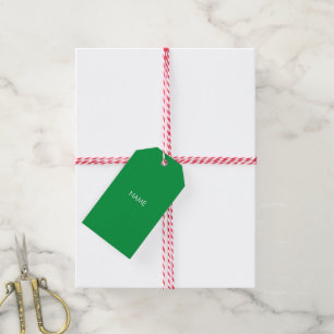 Customize with name, text minimalist green white gift tags