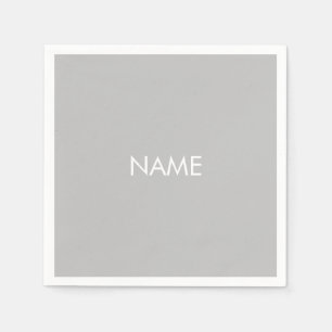 Customize with name, text minimalist grey white napkin