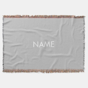 Customize with name, text minimalist grey white throw blanket
