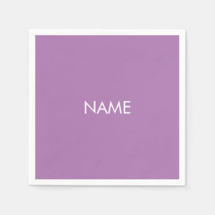 Customize with name, text minimalist lavender whit napkin