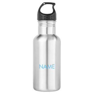 Customize with name, text minimalist light blue 532 ml water bottle