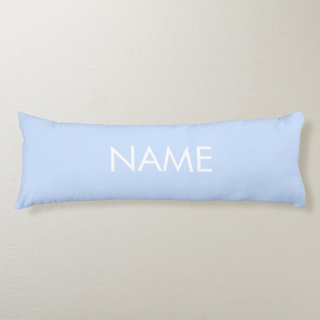 Customize with name, text minimalist light blue body pillow (Front)