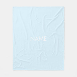 Customize with name, text minimalist light blue fleece blanket