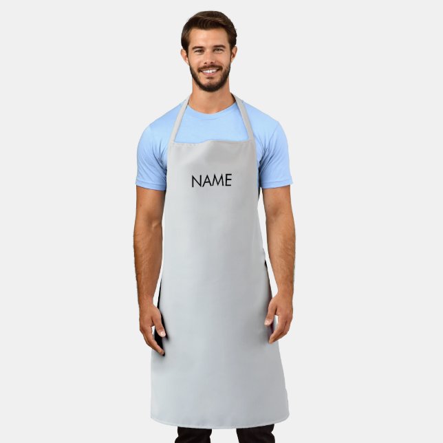 Customize with name, text minimalist light grey apron (Worn)