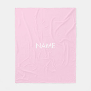 Customize with name, text minimalist light pink fleece blanket
