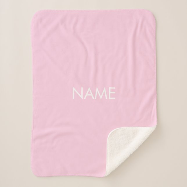 Customize with name, text minimalist light pink sherpa blanket (Front)