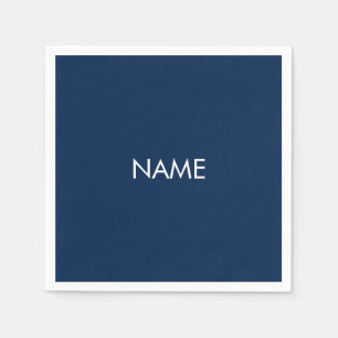 Customize with name, text minimalist navy white napkin